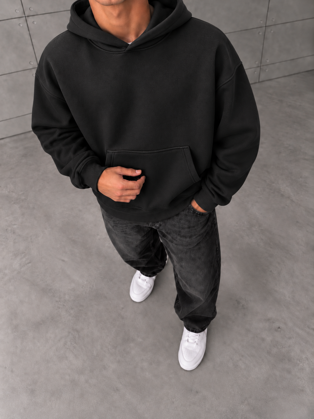 Basic Kapüşonlu Sweatshirt Siyah